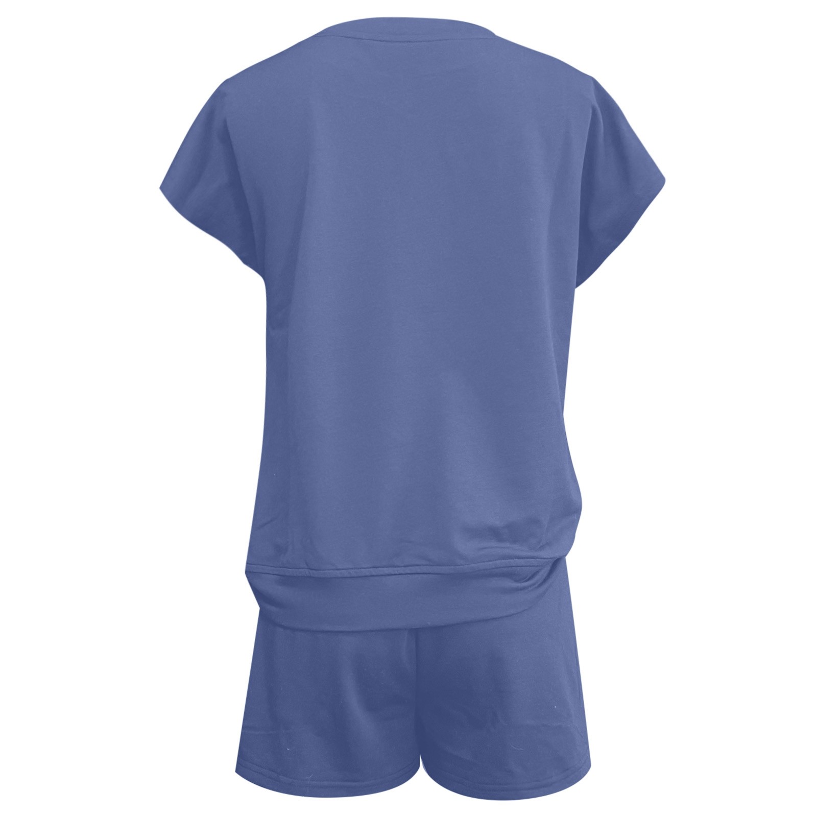 thumbnail image 4 of Conjunto informal de dos piezas para mujer con cuello redondo y manga corta - Ajuste cómodo, versátil para el uso diario, combinable con sandalias, varias tallas, 4 of 6